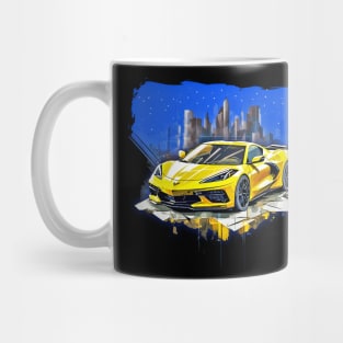 C8 Corvette Sports car supercar race car yellow for boys for men Mug